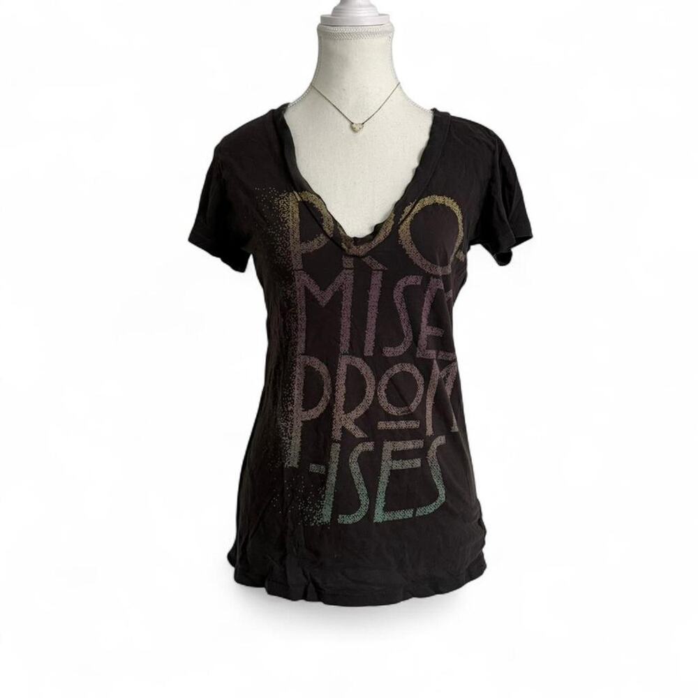 Y2K Vintage V Neck XXI Grunge “Promises “ Fitted Short Sleeve Size Small
